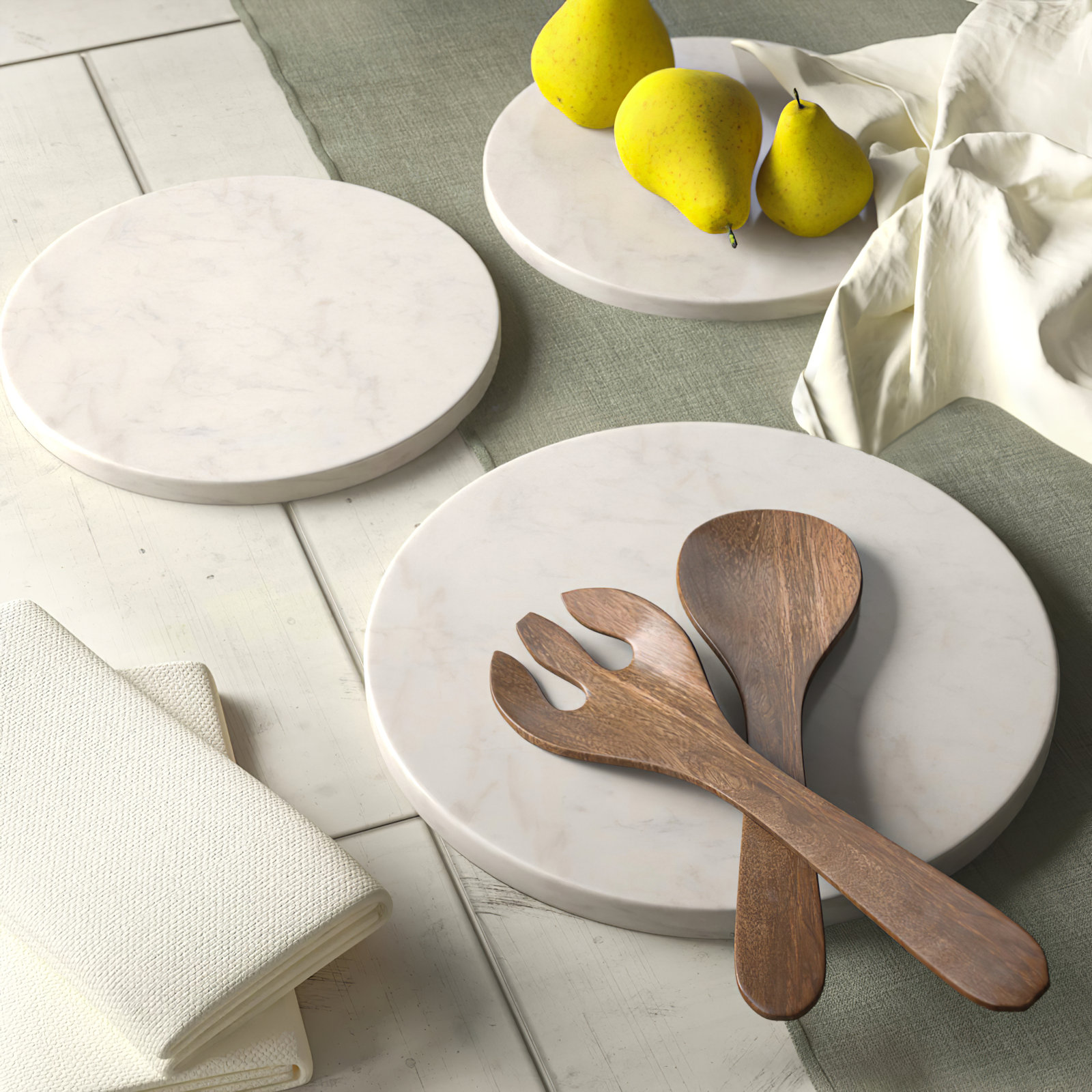 Keane Round Marble Cheese Board, 0.5" H x 8" W x 8" D, White