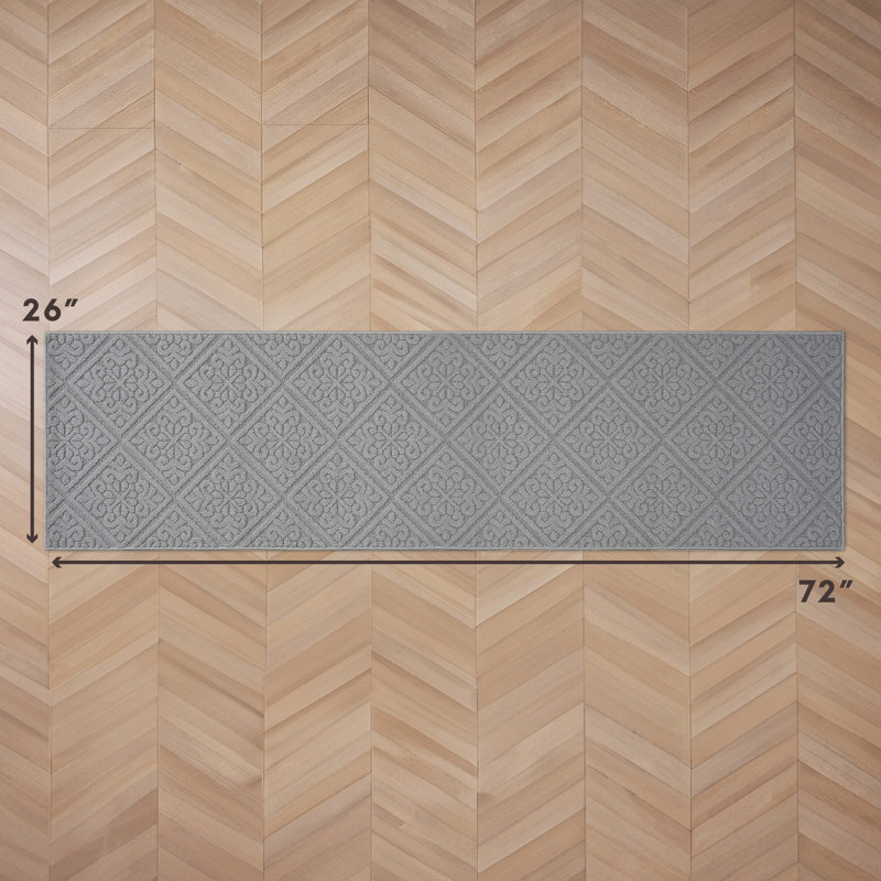 Austell Machine Woven Synthetic Area Rug in Gray, Runner 2'2" x 6'