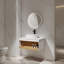 Meuble-lavabo mural de 30 po, lavabo vasque rond, rangement à tablette ouverte-129410056