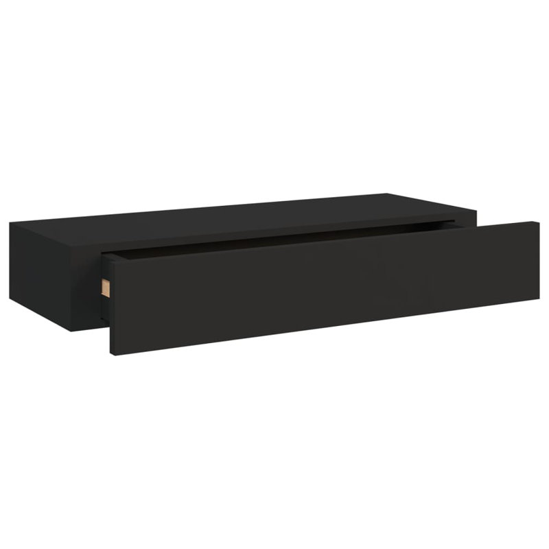 Ensemble de 2 tablettes à tiroir vidaXL en métal noir, 23,6 x 9,3 x 3,9 po, Noir, H 3,94 po x l 23,62 po x P 9,25 po