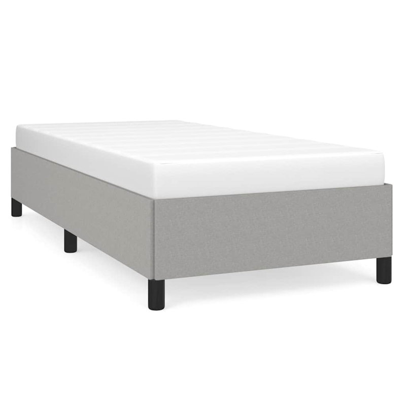 Structure de lit tapissier en polyester gris clair avec contreplaqué et bois d'ingénierie simple TG, Très grand simple, Gris