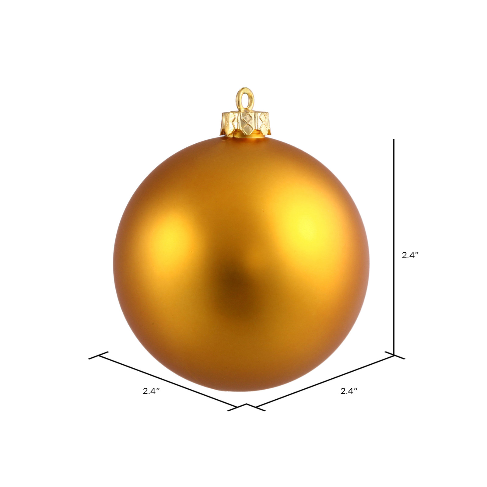 2" Shatterproof Bauble, Matte Antique Gold
