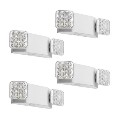 Éclairage de secours pour entreprise, avec batterie de secours, luminaires de secours à DEL commerciaux, CA 120 / 277V, avec deux têtes carrées réglables, secours de 90 minutes, pour entreprise, blanc