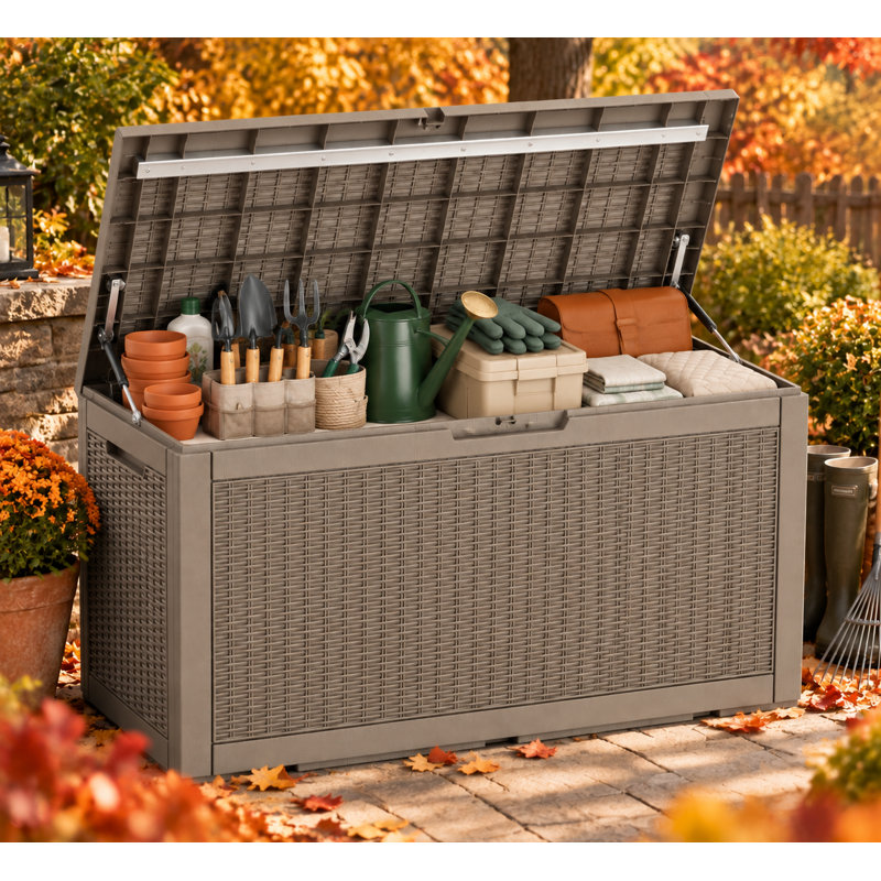 Boîte de rangement 110 gallons, 24.5" H x 48" W x 21.5" D, Brun clair