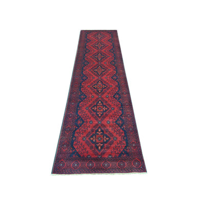 Tapis de couloir afghane en laine noué à la main 2 pi 7 po x 9 pi 10 po E9CF51D504AE42569485AE9A7E953C13