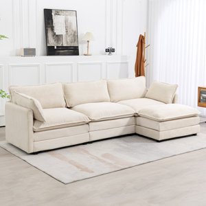 Redenius 4-Piece 112'' Upholstered Corduroy L-Shape Sectional (incomplete 1 piece only) 