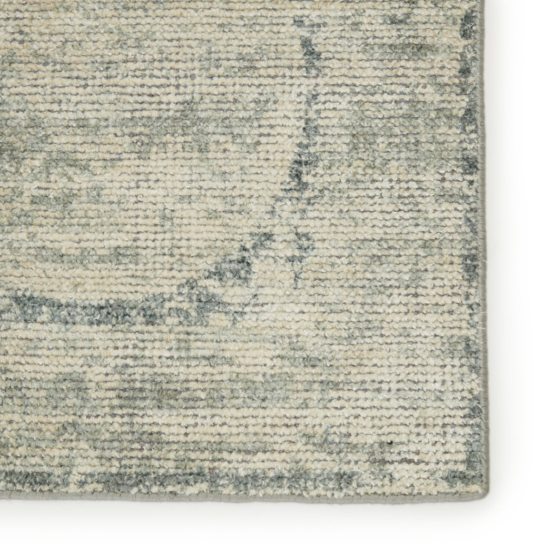 Tapis unique en viscose noué à la main bleu nouvel âge Frymire, Rectangulaire 8 pi x 10 pi