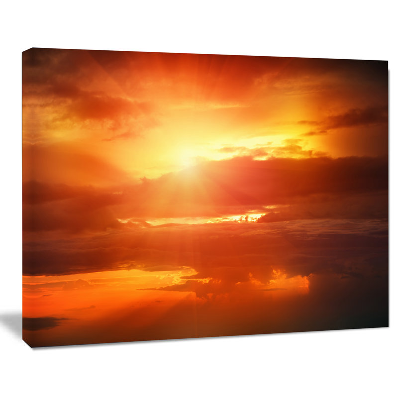 «Yellow Sunset au-dessus des nuages», reproduction de photo sur toile tendue encadrée, H 30 po x l 40 po x P 1 po