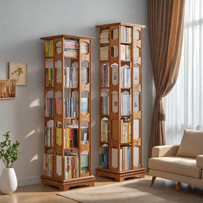 Bibliothèque tournante en bois massif