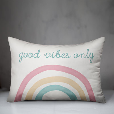 Good Vibes Only Simple Rainbow Outdoor Rectangular Pillow Cover and Insert
