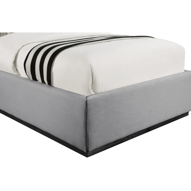 Chamblis Upholstered Wingback Bed, Grey Linen Textured Fabric, Twin