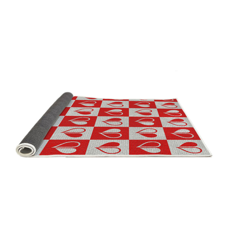 Tapis rouge/blanc à motifs Kwiete, Rond 4 pi