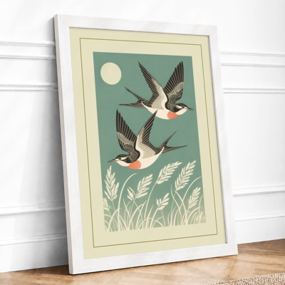 Birds in Flight Japandi - Framed Print