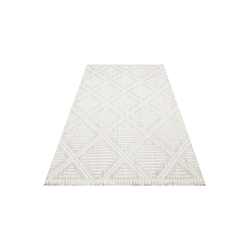 Modern Flat Weave Area Rug, 5.2 x 7.5 Feet, Grey & Cream, 100% Polyester, 1950 g/m² | Machine Woven, No Pile, Easy to Clean | Stylish Addition to Living Room, Bedroom & Dining Areas, Durable & Low Maintenance