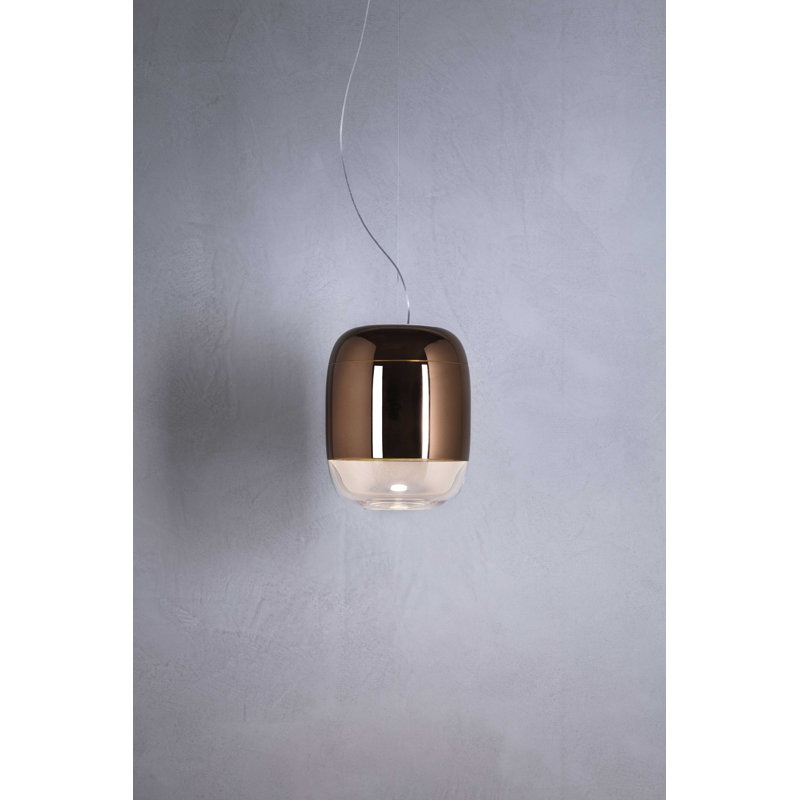 Gong 1 - Light Chrome LED Single Pendant, 200cm H x 36cm W x 36cm D, Copper, No
