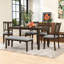 Ensemble de table de salle à manger 6 pièces avec 4 chaises rembourrées et banc-1067185167