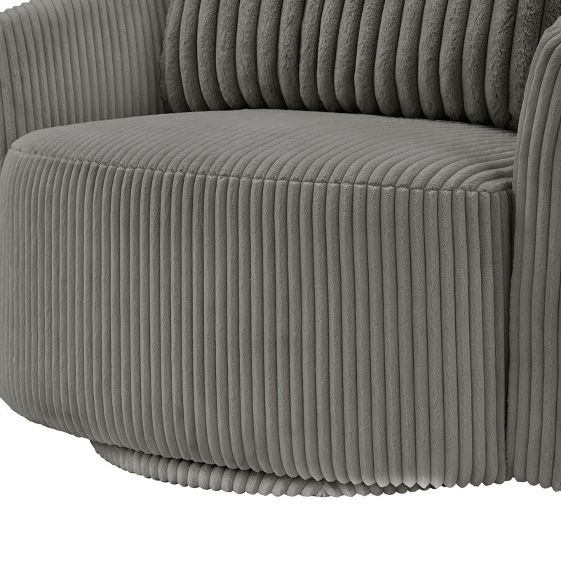 Fauteuil d'appoint pivotant en velours côtelé Doniphan, Gris