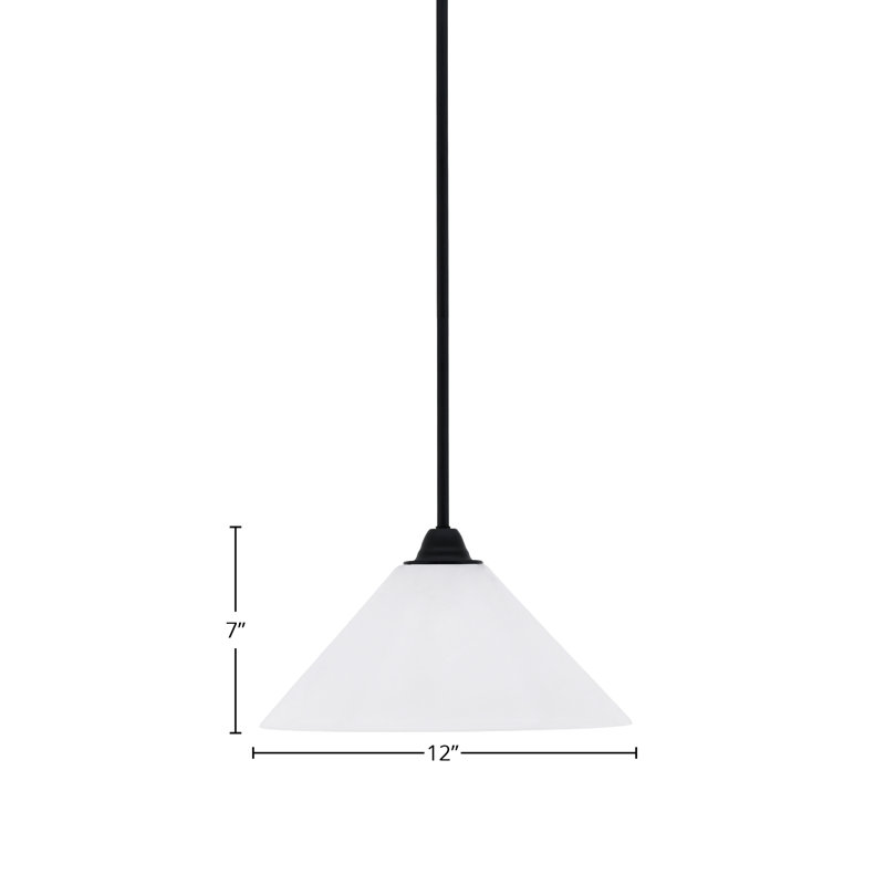 Luminaire suspendu Paramount, fini noir mat et verre marbré blanc de 12 po