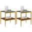 Ensemble de 2 tables de bout rectangulaires, plateau en verre trempé avec panneau de fibres à densité moyenne, table de salon moderne, verre gris, table-167623965-167623938