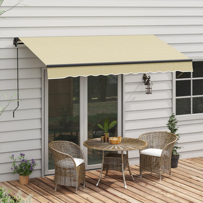 Outsunny Polyester Cover Retractable Patio Awning
