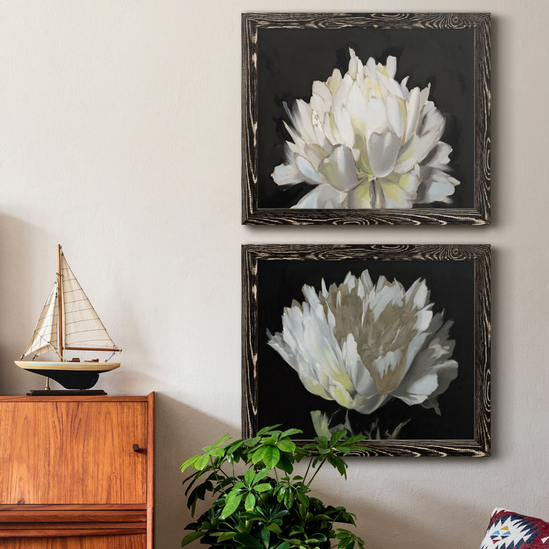 " All Aflutter " 2 - Pieces, 17" H x 20" W x 1" D, Black Framed Canvas, No Mat