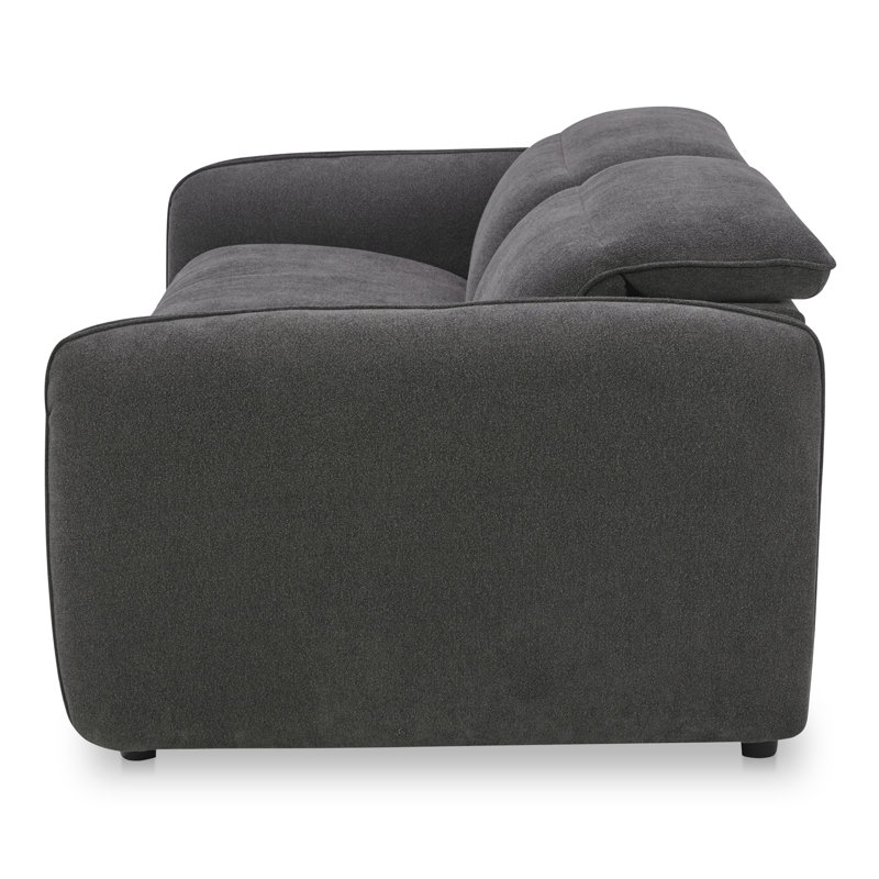 Pompeo 86'' Upholstered Reclining Sofa, Elite Charcoal Gray Boucle