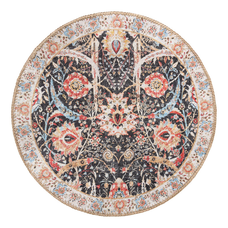 Matilynn Performance Chenille Floral Indoor Rug, Round 2' x 2'