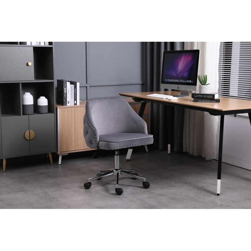 Chaise de travail en velours Julie, gris