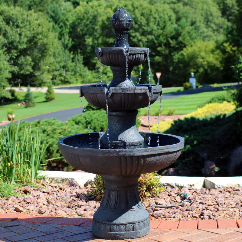 Fontaine d'extérieur à 3 niveaux en résine Dunkelberger, Noir