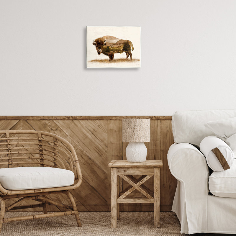 Rustic Brown Bison Nature Patterned MDF Wall Plaque, 14 x 11