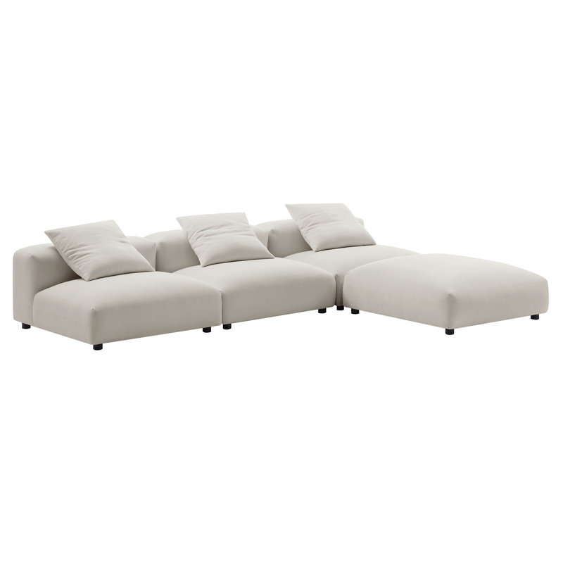 Solace 4-Piece Modular Upholstered Sectional Sofa, Salt Fabric