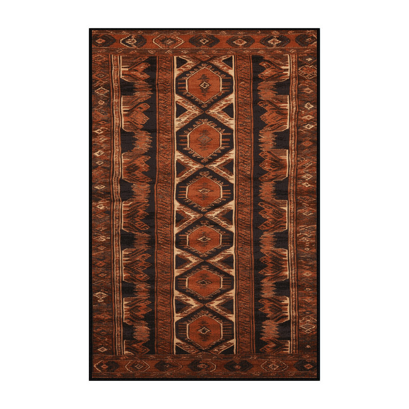 Tapis brun turc lavable à la machine, Tapis de couloir 2 pi x 4 pi