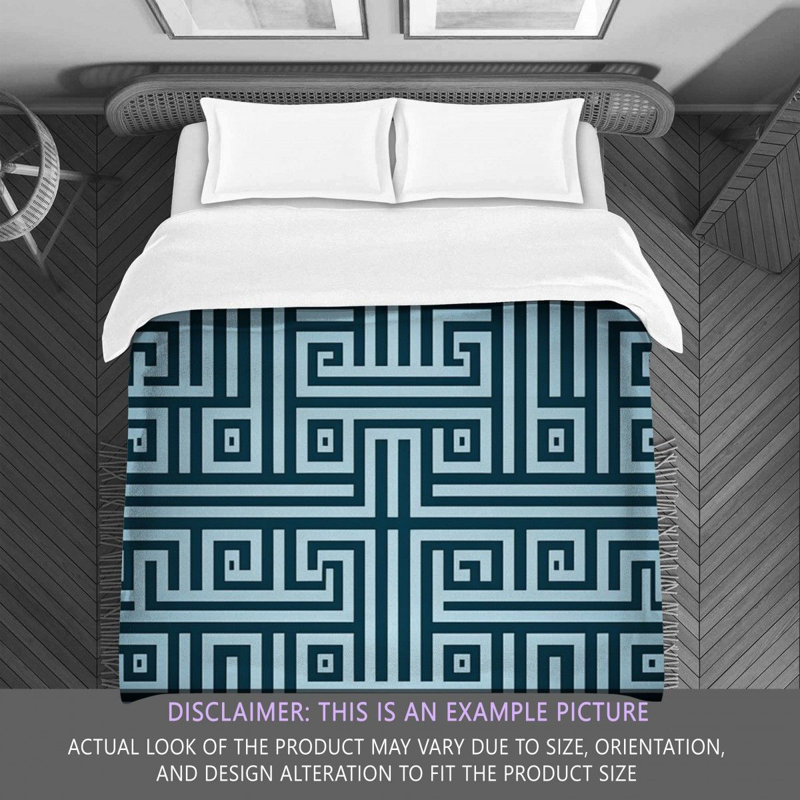 Polyester Comforter, Queen Comforter, Blue/Gray Geometric