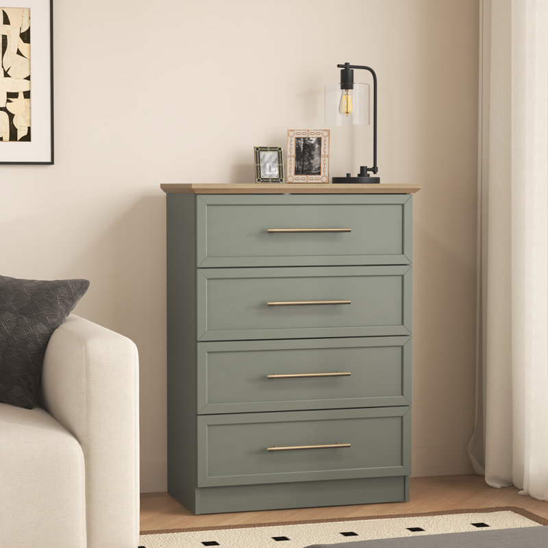 Cleverdon Feya 4 Drawer Chest Of Drawer, Kale Green