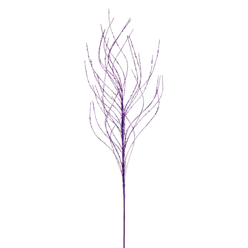 37" Wavy Twig Glitter Spray, 6 per bag., Purple