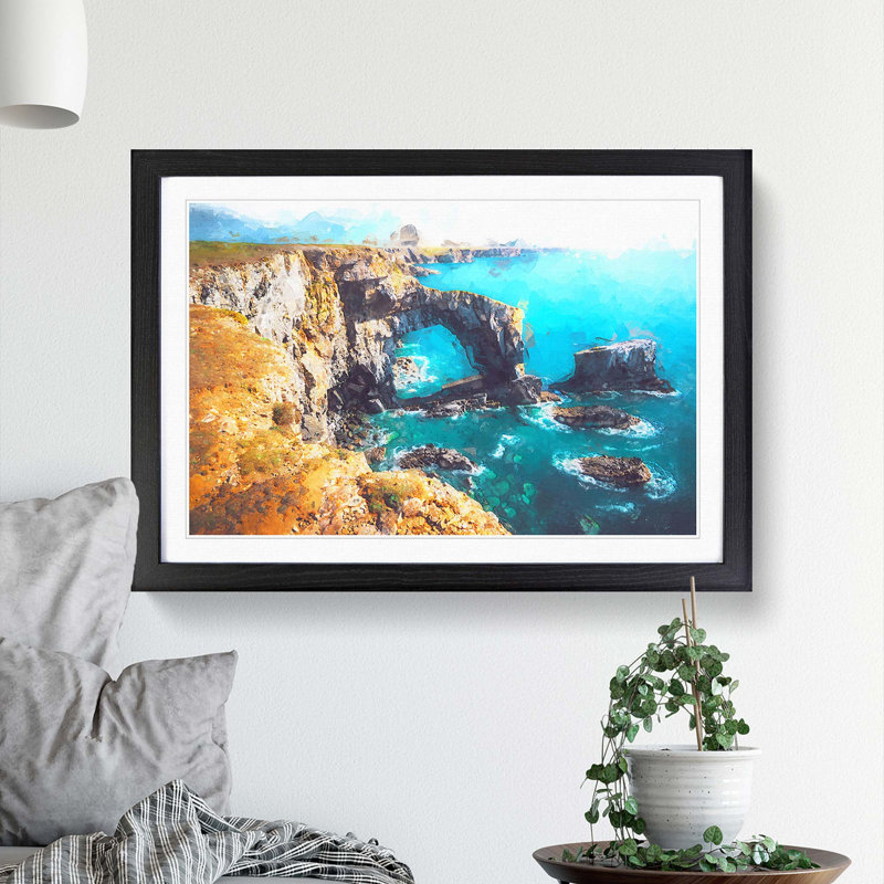 Green Bridge of Wales in Abstract - Picture Frame Graphic Art Print, Black Framed, 48cm H x 65cm W x 2cm D