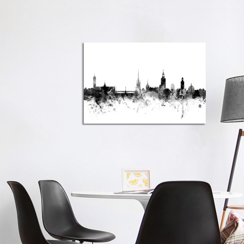 Stockholm, Sweden in Black and White by Michael Tompsett - 1 Piece Wrapped Canvas Wall Art