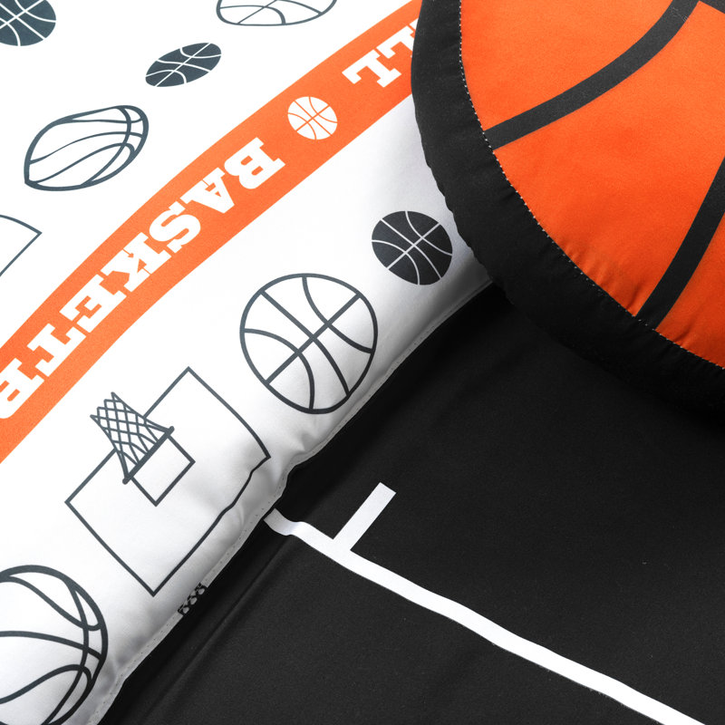  Basketball Game Reversible Oversized Comforter Charcoal, Full/Double, Black
