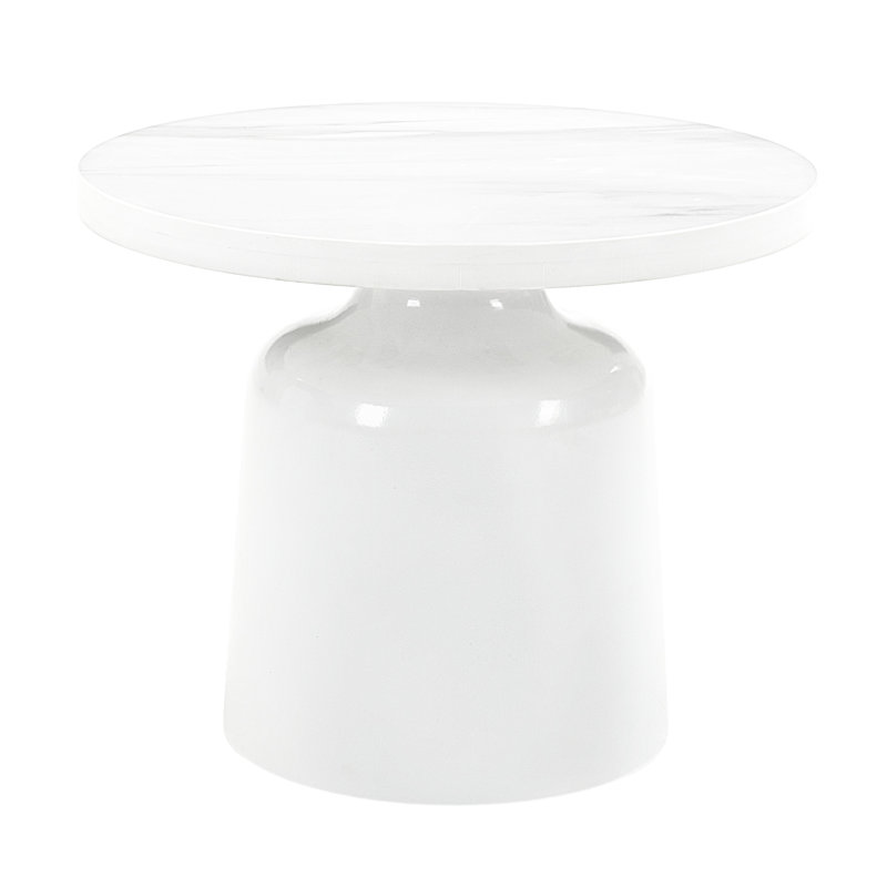 Table de bout en marbre et blanc brillant d'ingénierie pour une table basse chic et contemporaine