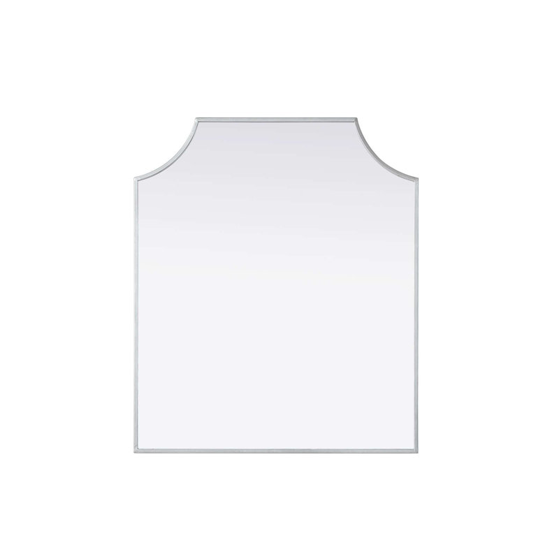 Notched Metal Mirror 27x32 inch in Silver, Silver, 32" x 27"