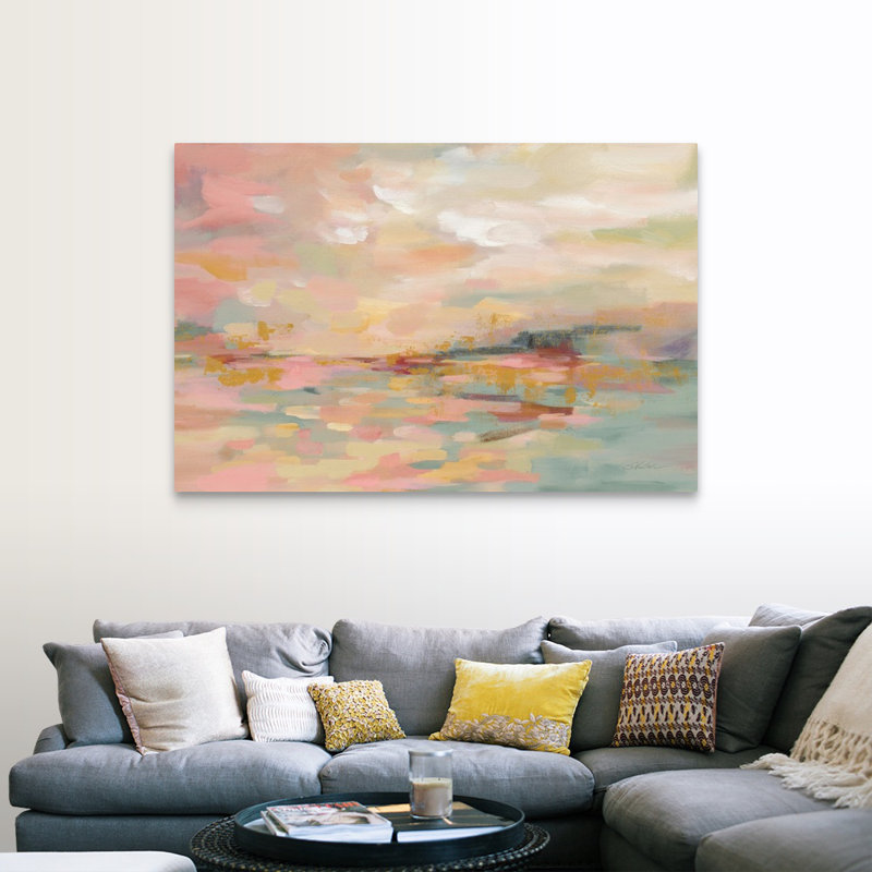 " Pink Waves ", Wrapped Canvas, 40" H x 60" W, No Frame
