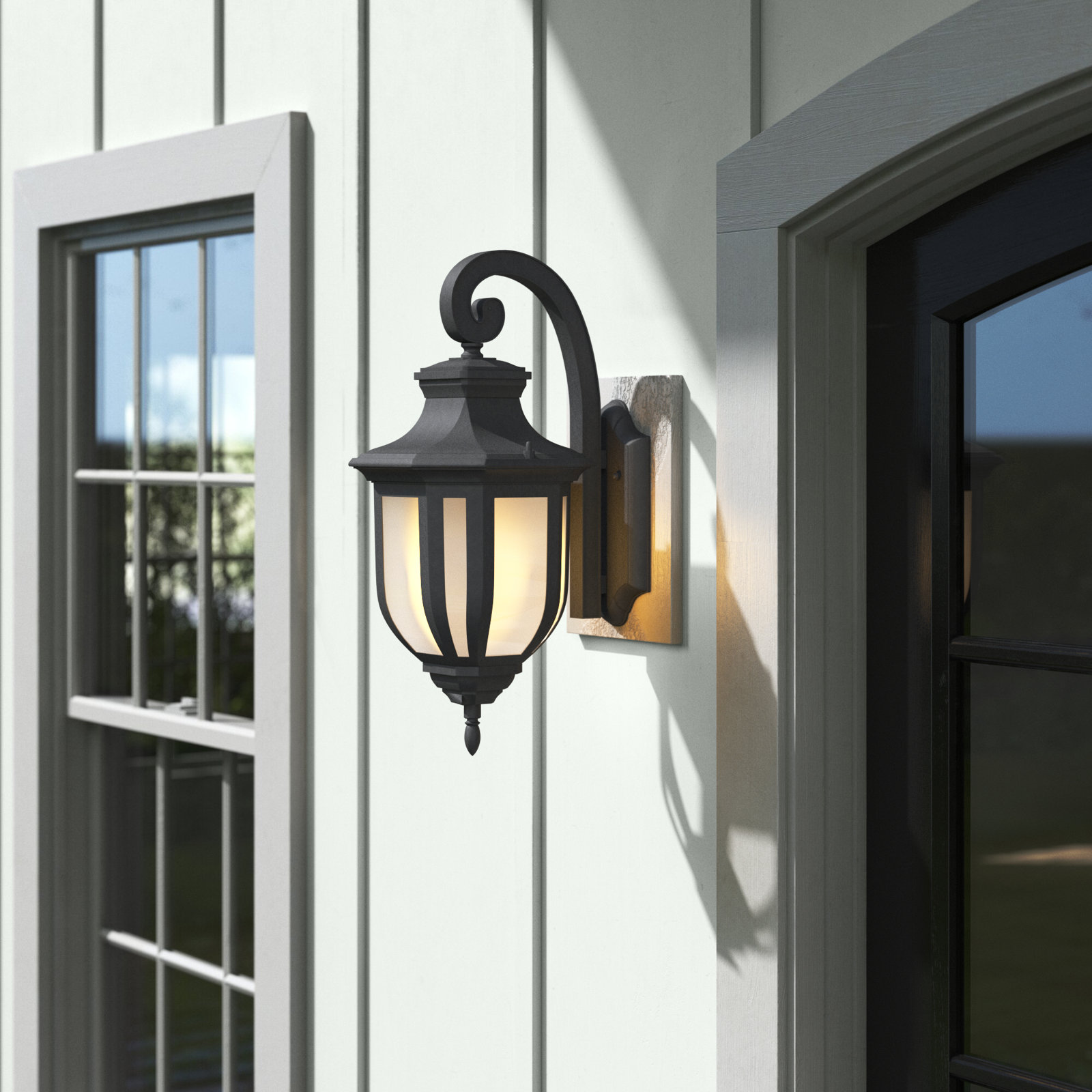 Carterton Single Light Outdoor Aluminum LED Wall Light, 14.63" H x 6.38" W x 8.5" D, Black, Yes