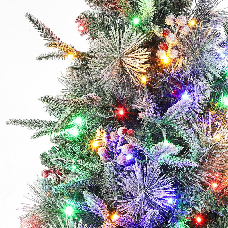 Arbre de Noël artificiel enneigé 4,5 pi avec 4,5 modes DEL blanc chaud