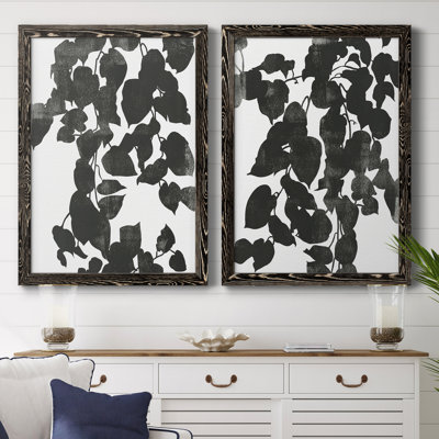 Silhouette de Pothos I - ensemble de 2 peintures sur toile encadrées