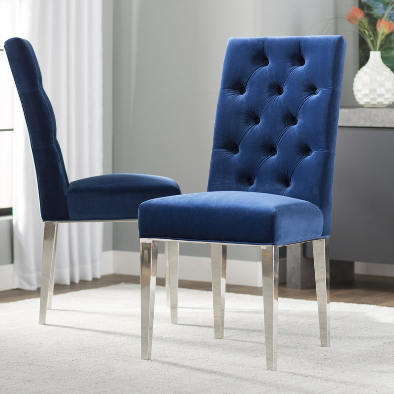 Chaise de salle à manger rembourrée Marshall, Velours gris