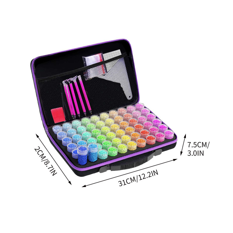Bouteille d'eau, bricolage, outils de peinture à diamants, 60 compartiments, 120 bouteilles de sac de rangement portable, B
