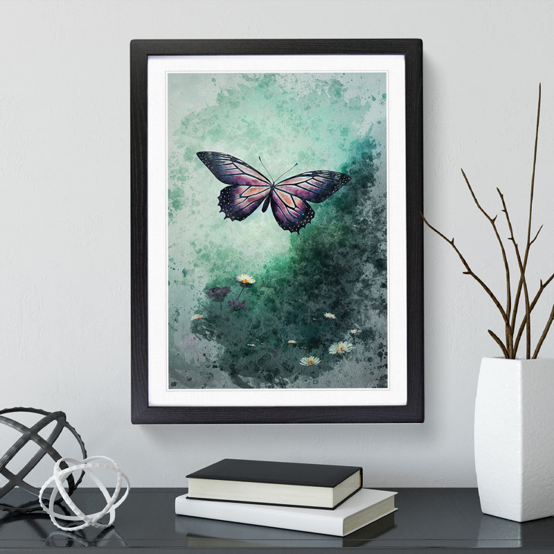 Butterfly In Watercolour No.3 - Single Picture Frame Painting, Black, 64cm H x 46cm W x 2cm D