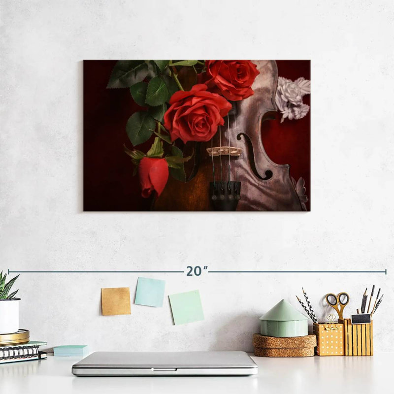 Roses et violon, H 8 po x l 12 po