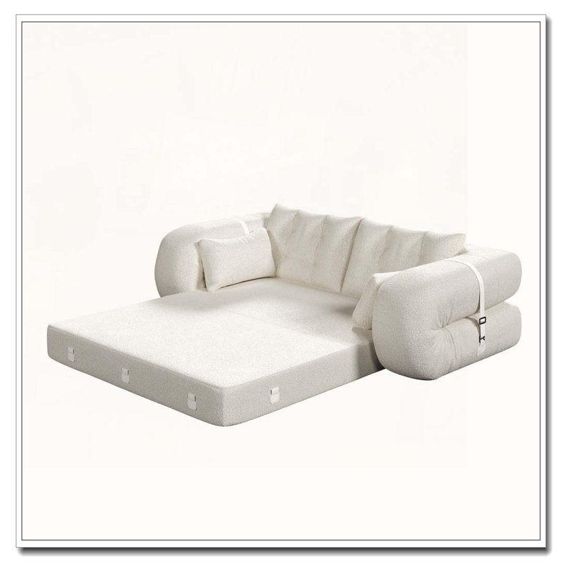 Canapé-lit pliable multifonctionnel 78,7 po, Beige et blanc