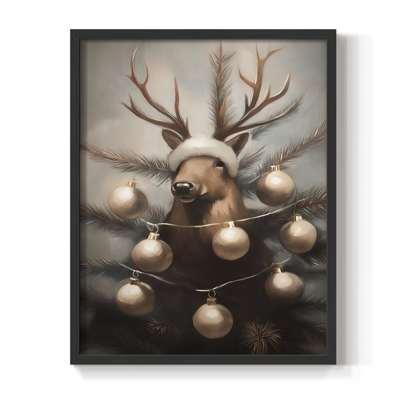 Christmas Holiday Art -Series 2-CXLIX Framed Print - Solid Wood, H 21 po x l 17 po, Noir, noir, noir, noir